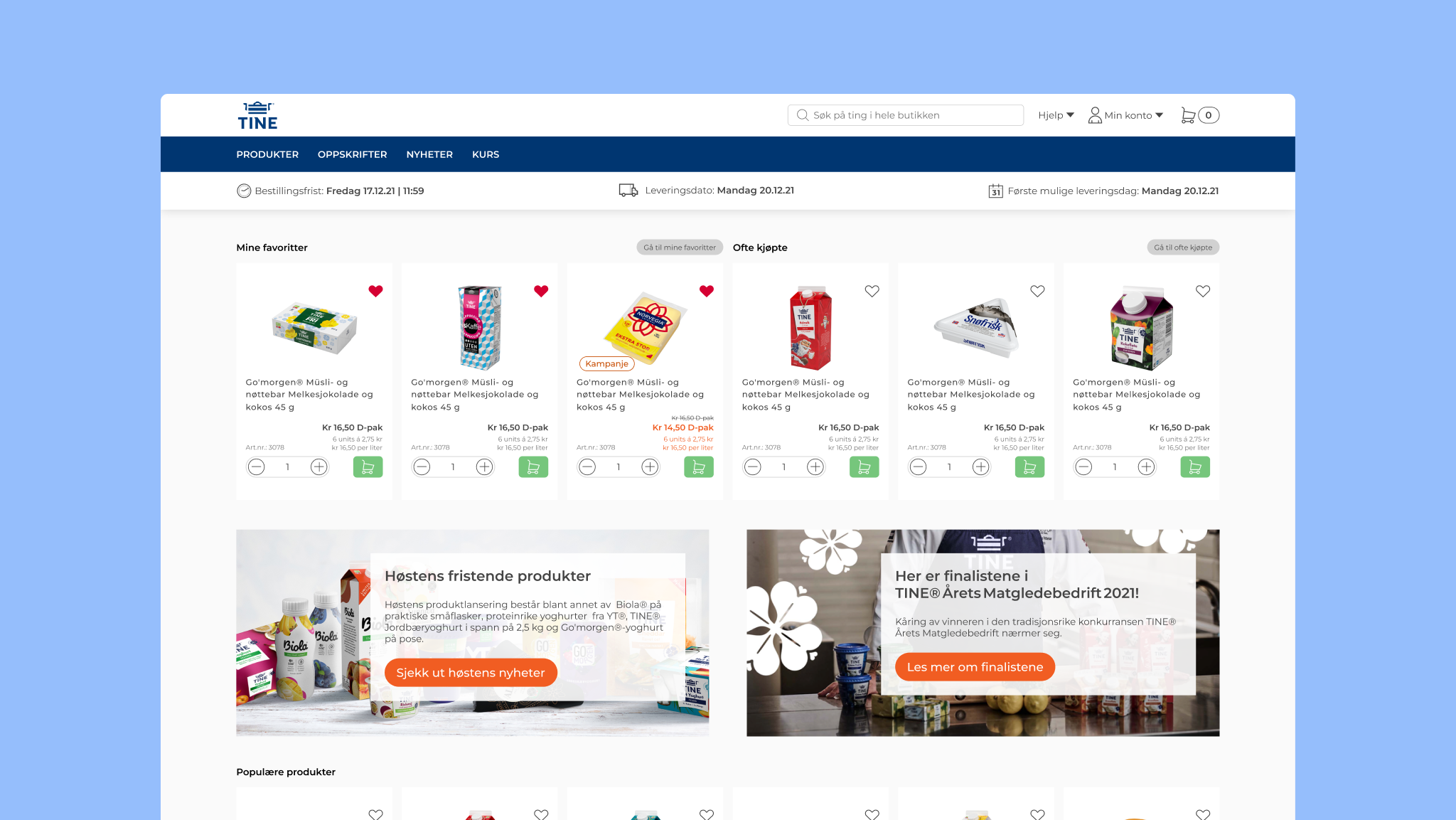 Forhåndsvisning av case Full redesign av TINE sin B2B nettbutikk